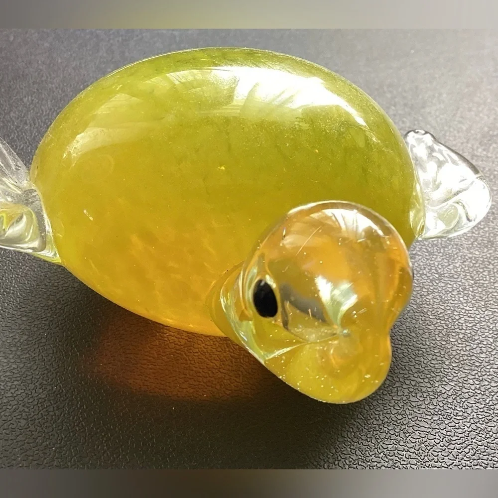 MURANO Style art glass turtle paperweight figurine yellow